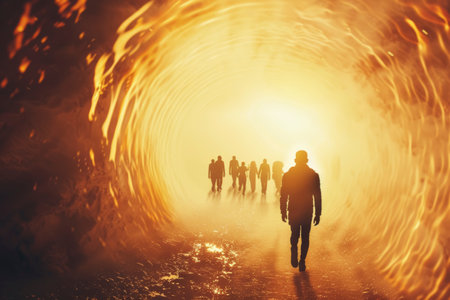 Silhouette in Fiery Tunnelの素材