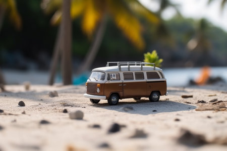 Mini Van on Tropical Beachの素材