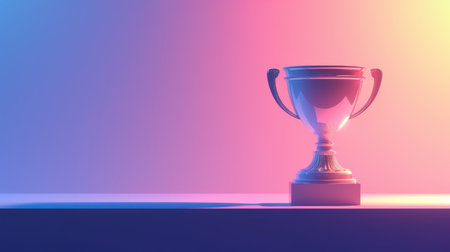 Abstract trophy cup silhouette with vibrant colorful smoke effect.の素材