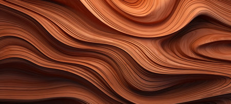 Abstract undulating wooden texture with wave-like pattern. Artistic background for design and print.の素材