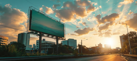 Clean Energy Initiative Billboard Against Urban Sunrise for Nonprofit Campaignの素材