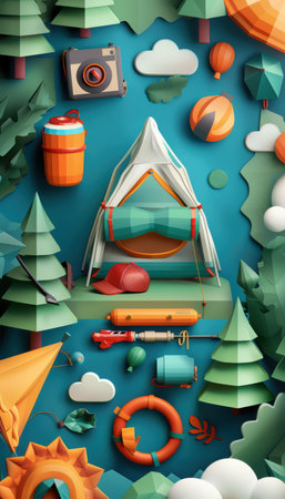 Vibrant Camping Gear Promotion Design for Social Media and Marketing Campaignsの素材
