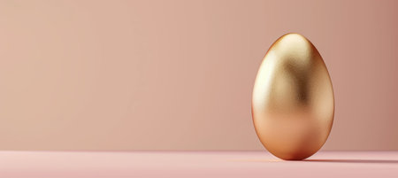 A modern easter banner showcasing a single golden egg against a soft, pastel background. the design exudes elegance and minimalism, providing ample space for text. ideal for print media, greeting cards, or online spring-themed promotions.の素材
