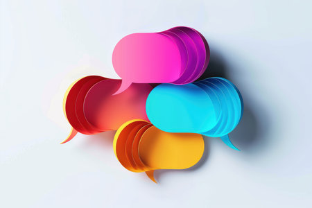 Colorful Layered Speech Bubbles Design for Modern Creative Contentの素材