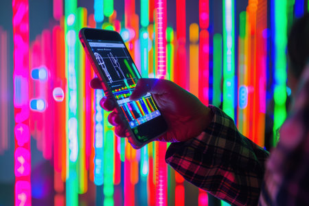 Instant Mobile Payments with QR Codes in Bright, Stylish Decor Settingの素材