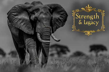 Strength Legacy Grayscale Elephant Design for Business Magazine Coverの素材