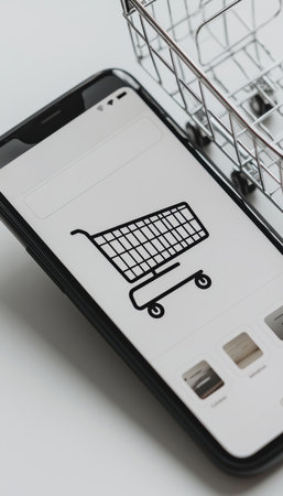 Mobile view of a shopify shopping cart showcasing product thumbnails, quantity adjustments, and a streamlined checkout button. the user-friendly interface enhances online shopping convenience on smartphones.の素材