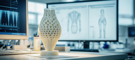 3D Printed Hip Endoprosthesis Prototype on Workbench in Medical Research Labの素材