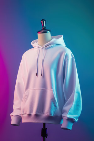 Premium Hoodie Mockup on Mannequin with Gradient Background for Fashion Design Displayの素材