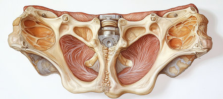 Anatomical Cross-Section of Hip Joint with Endoprosthesis for Medical Education and Surgical Insightの素材