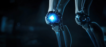 Futuristic Robotic Knee Endoprosthesis Highlighting Advanced Orthopedic Technologyの素材