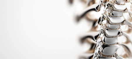 Polished Spinal Endoprosthesis on White Background for Medical Design and Print Materialsの素材