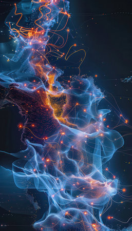 Interactive Visualization of Global Cloud Storage Networks with Glowing Data Streamsの素材