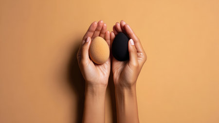 First-Person View of Hands Using Makeup Sponges for Smooth Foundation Applicationの素材