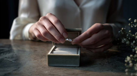 Elegant Jewelry Placement in Velvet Box from First-Person Perspectiveの素材