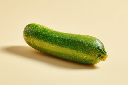 Fresh Whole Zucchini on Pastel Cream Background with Natural Shadowの素材