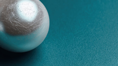 Minimal Luxe Poster with Pearl-White Ornament on Deep Teal Backgroundの素材