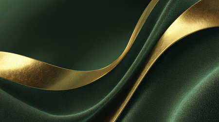 Elegant Holiday Poster with Gold Ribbon on Evergreen Velvet Backgroundの素材