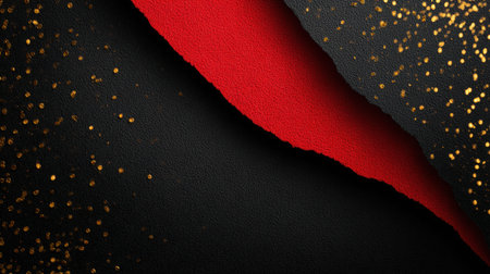 Modern Poster Design with Torn Paper and Festive Red Backgroundの素材