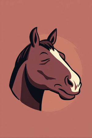 Round horse head emoji-style icon with a winking expression, featuring flat colors. Isolated on a solid background, perfect for sticker design and digital use.の素材