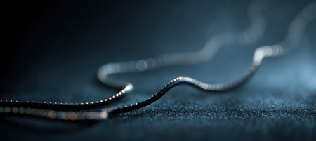 Ultra-wide banner featuring a dark slate canvas with a micro-LED light rope in an S-curve. The image includes tasteful bokeh and a generous area for messaging or design elements.の素材