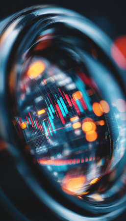 Glass Lens Distorting Colorful Data Chart with Soft Focus Edgesの素材