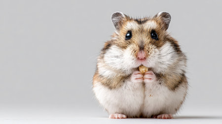 Adorable hamster with puffed-up cheeks full of food, staring dramatically into the camera. Isolated on a white background, perfect for e-commerce or advertising use.の素材