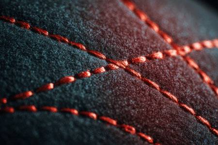 Detailed macro image showcasing the textures of a ball under directional light. Features intricate football seams and basketball lines, creating an artistic composition.の素材