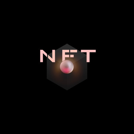 NFT non fungible token scrypto art on colorful abstract background. Pay for unique collectibles in games or art. 3d render NFT crypto art collectibles concept. Wallpaper cyberpunk style.の写真素材