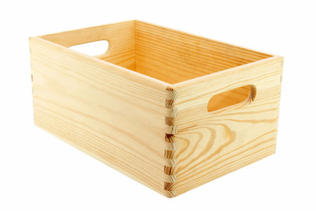 Wooden container isolated on whiteの写真素材