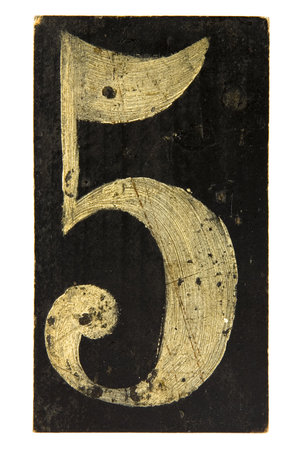 Number five painted on the board