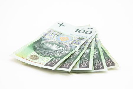 Polish money isolated on whiteの写真素材