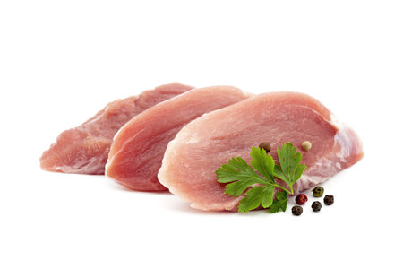 Raw pork with parsley and pepperの写真素材