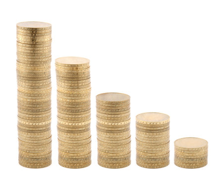 Coins diagram isolated on whiteの写真素材