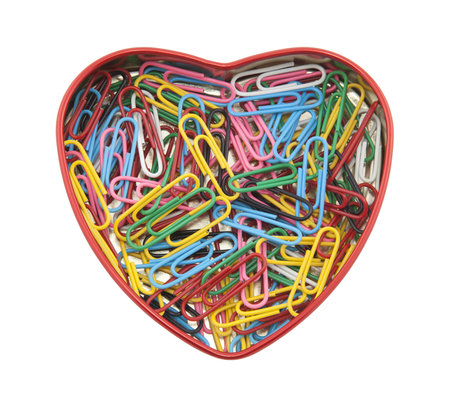 Heart made of paper clips の写真素材