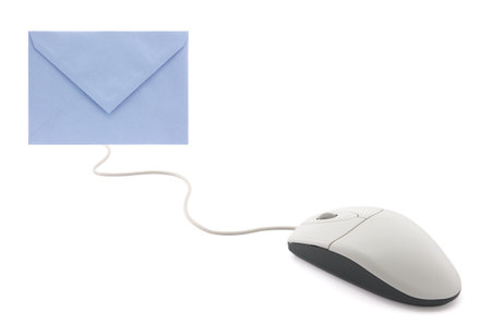 Computer mouse with envelope, concept of emailの写真素材