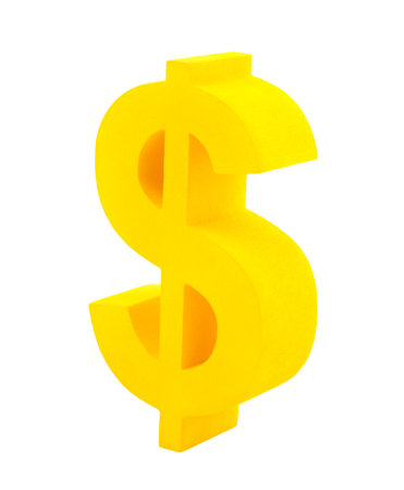 Golden dollar symbol isolated on whiteの写真素材
