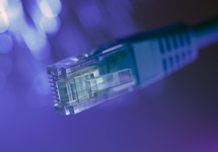 Network cable on blurry background