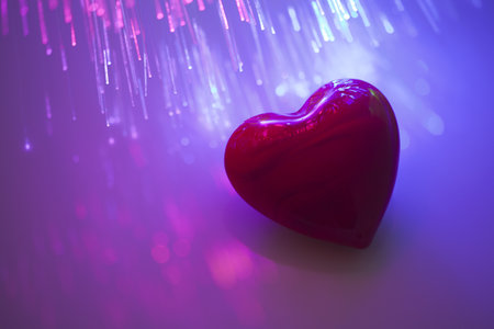 Online romance  Heart with fiber optical backgroundの写真素材