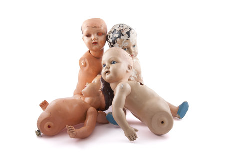 Creepy dolls isolated on white with clipping pathの写真素材