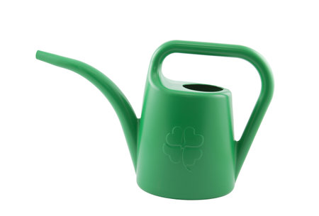 Green watering can with clipping pathの写真素材