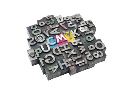 Cmyk made from metal lettersの写真素材