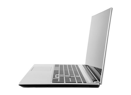 Laptop isolated on white with clipping pathの写真素材