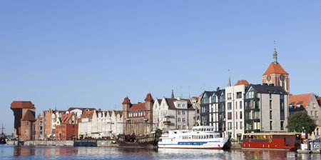Panoramic view of Old Town in Gdansk, Polandの写真素材