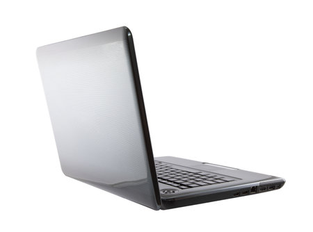 Laptop isolated on whiteの写真素材