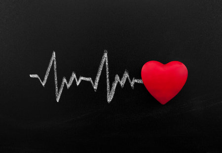 Heartbeat on blackboardの写真素材