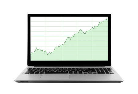 Laptop with stock charts  Clipping path included の写真素材