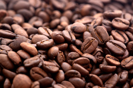 Coffee beans closeup backgroundの写真素材