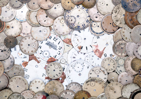 Antique watch facesの写真素材