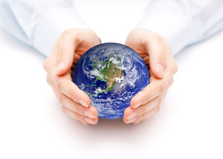 Earth in handsの写真素材
